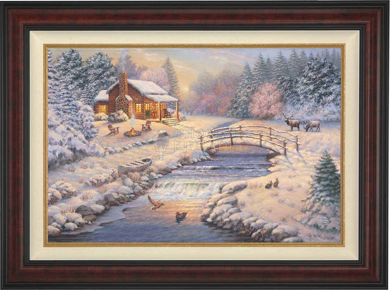 A Winter Retreat Estate Edition #1/1 Canvas by Thomas Kinkade Studios