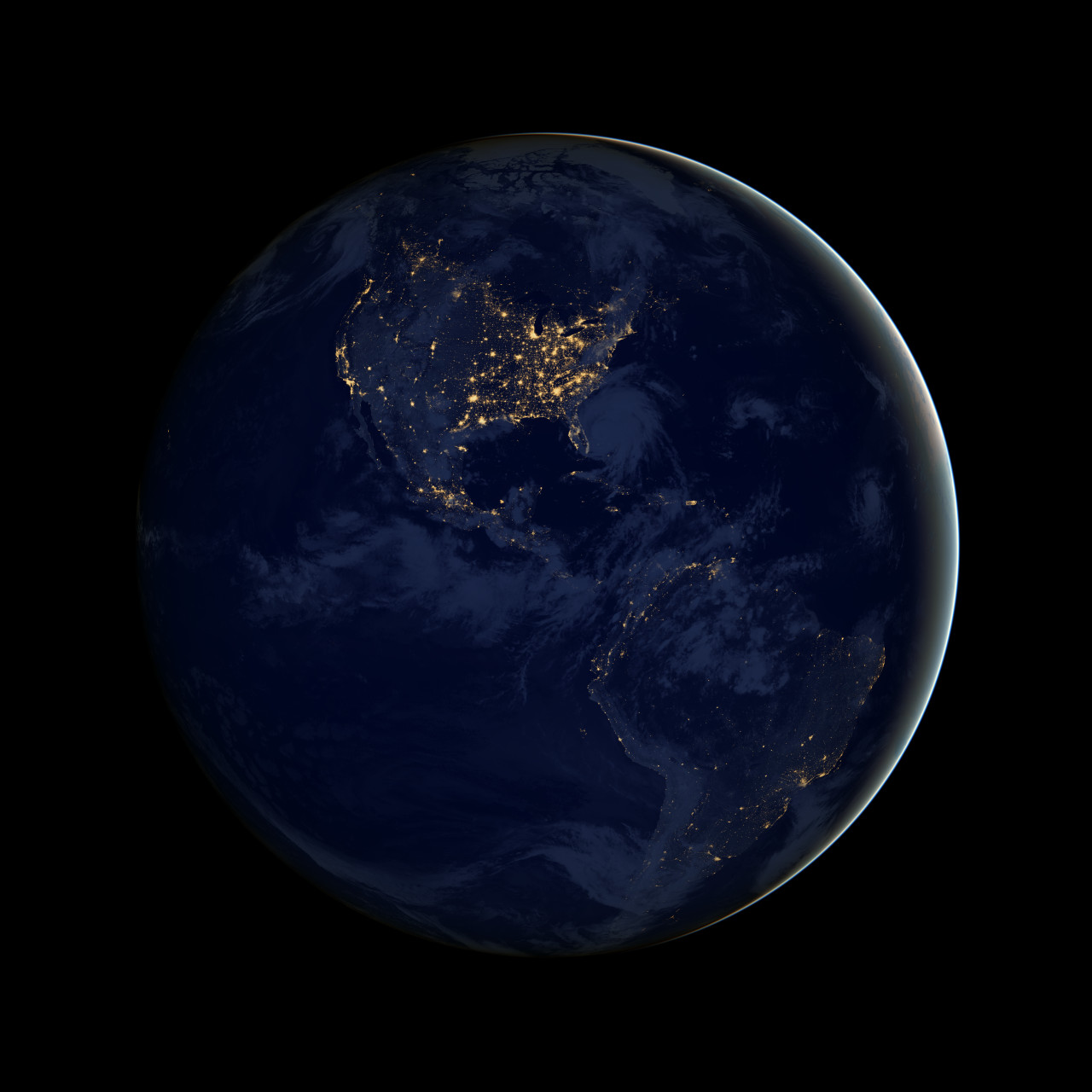 Americas at Night Museum Wrapped Giclée on Canvas