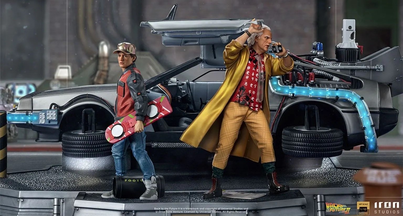 Back to the Future II DeLorean Statue Full Set Deluxe Art Scale 1/10