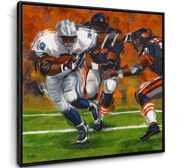 Barry Sanders Framed Canvas Wall Mural by Scott Smith