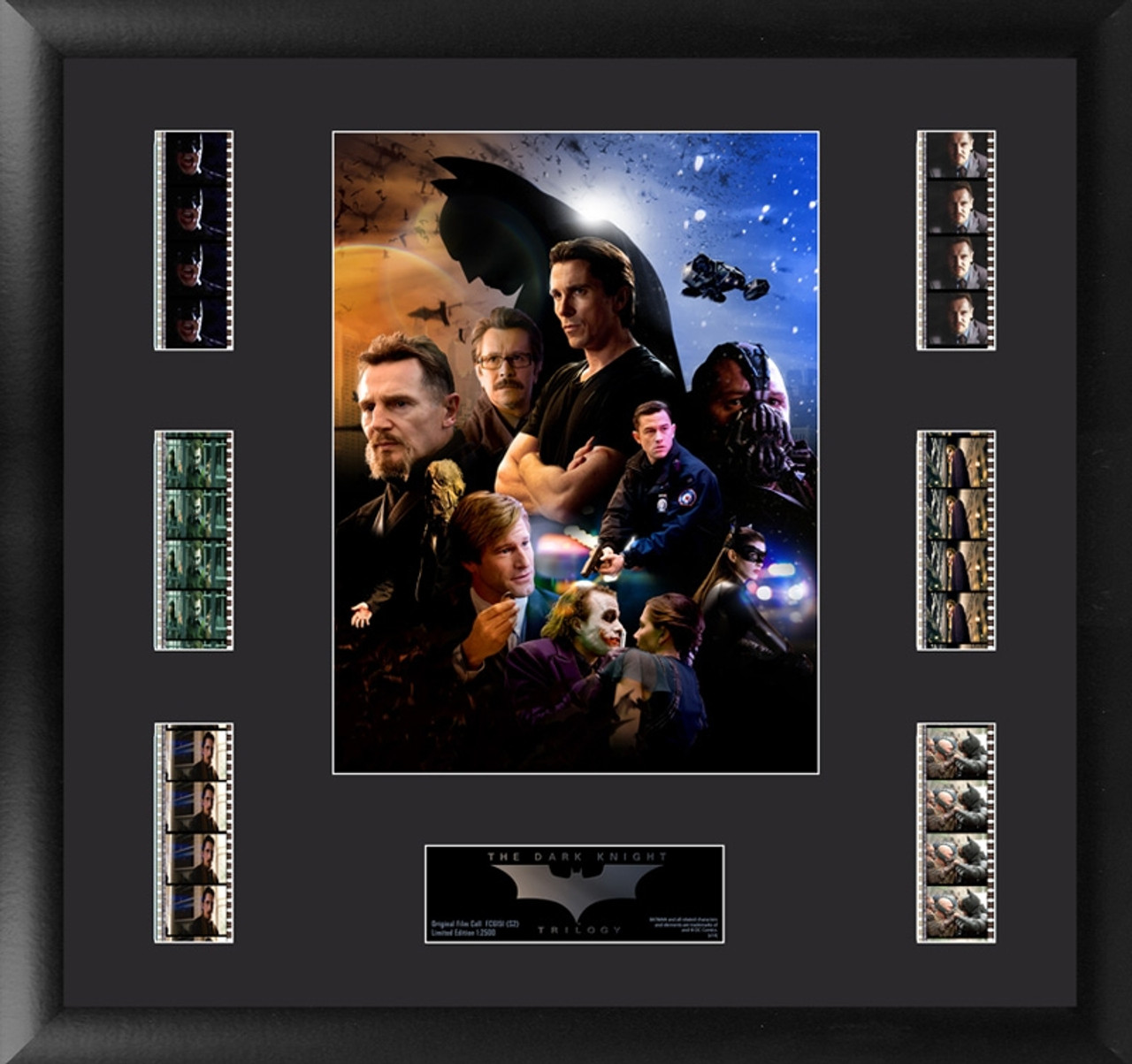 Batman The Dark Knight Film Cell Montage Large Trilogy Heroes and Villains Framed Display