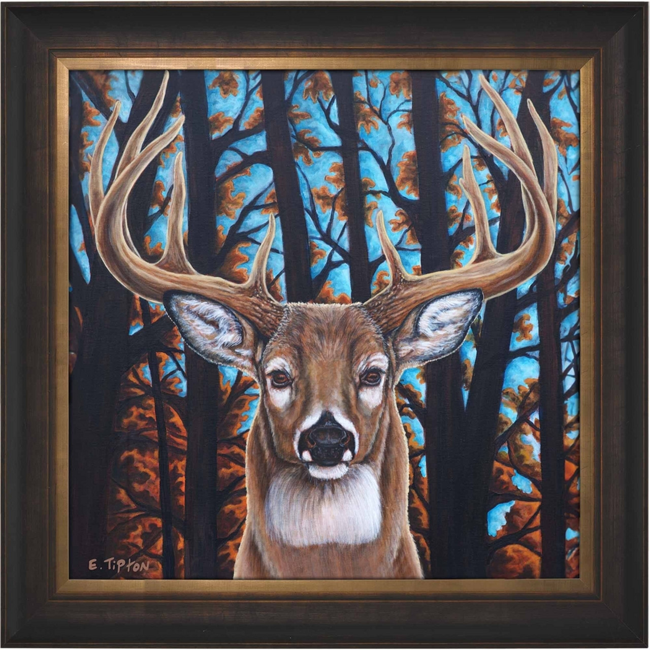 Braxton's Buck Framed Original Painting on Canvas by Eddie Tipton