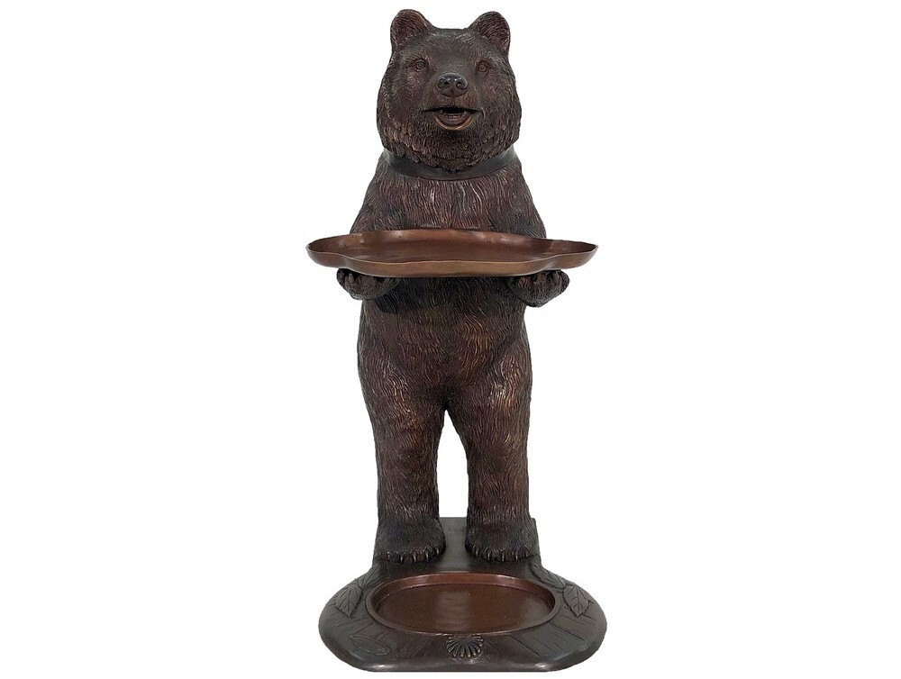 Elevate your home decor with this exquisite functional Bronze Bear Holding Tray Sculpture.