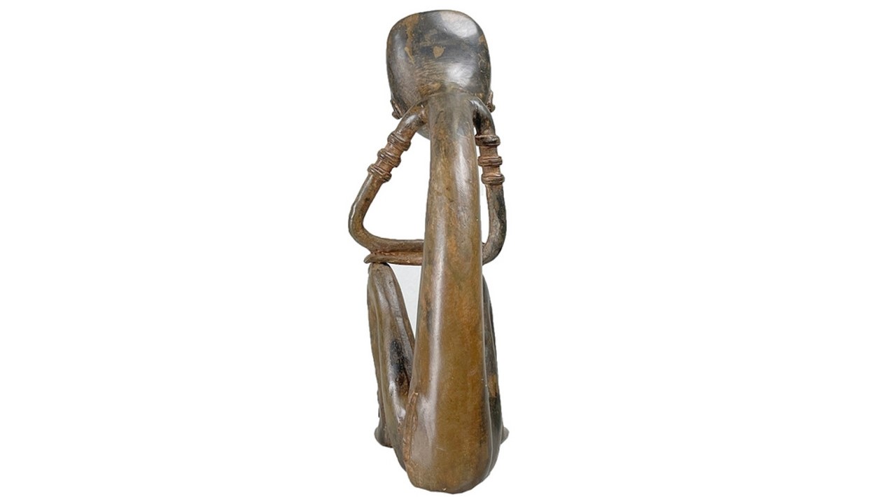 Embrace Good Karma with the Bronze Contemporary Medicine Man Tabletop Sculpture