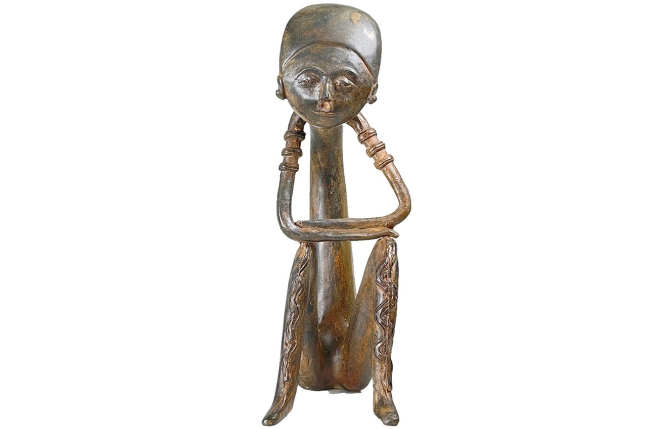 Embrace Good Karma with the Bronze Contemporary Medicine Man Tabletop Sculpture