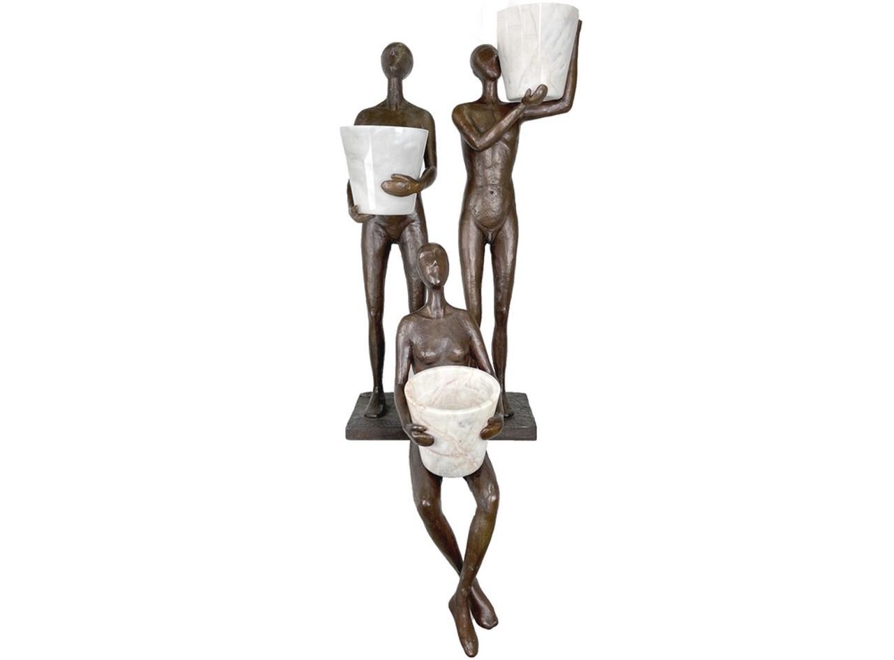 Bronze Contemporary Trio Holding Posts Tabletop Sculpture