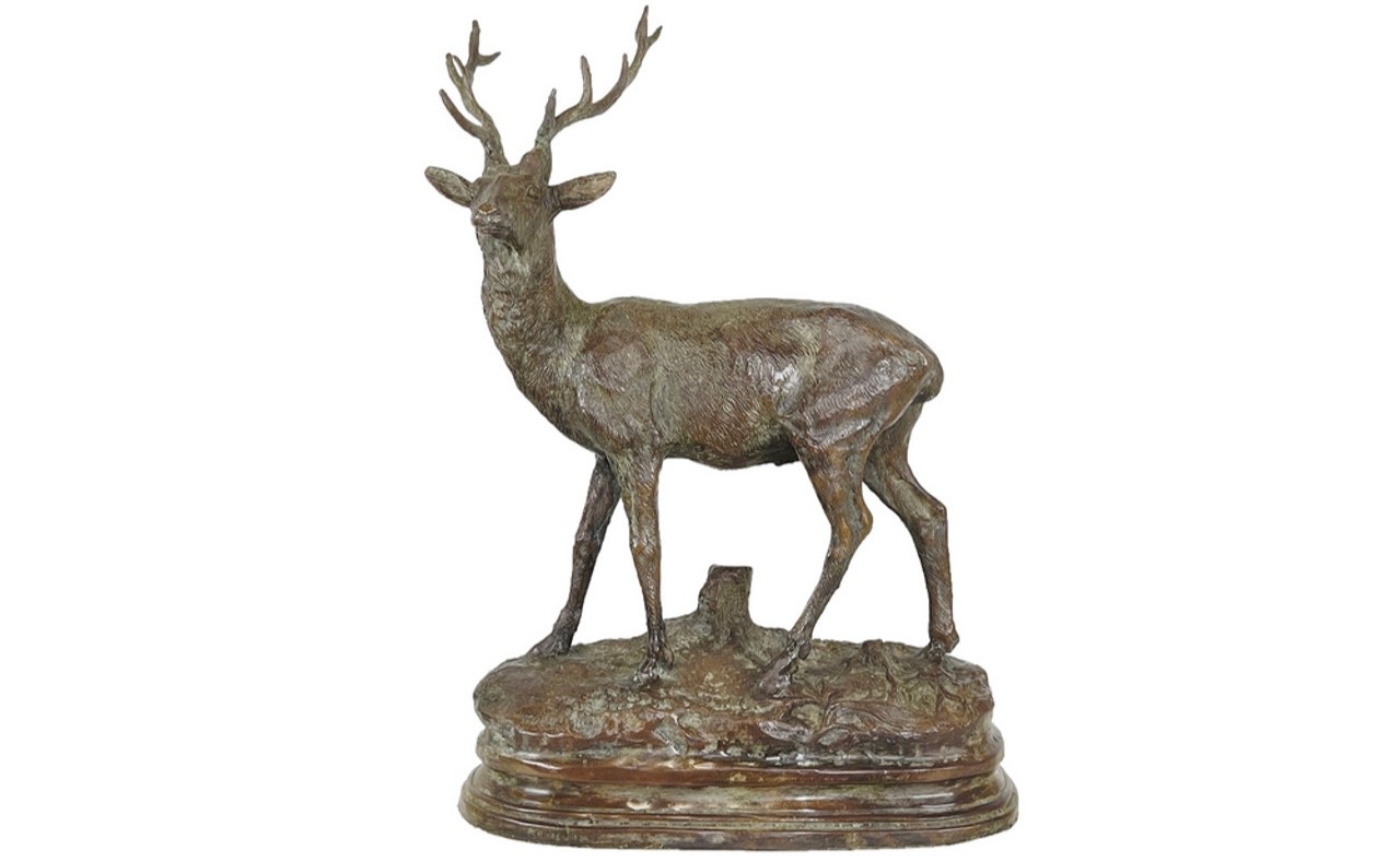 Bronze Deer on Base Tabletop Sculpture