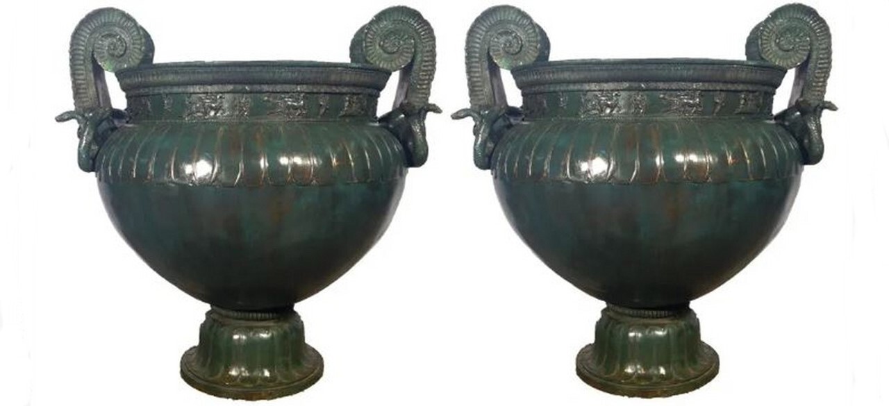 Bronze Egyptian Planter Urn Pair