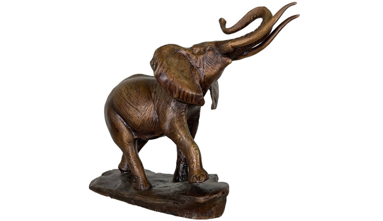 Experience the Majesty of Wildlife with the Bronze Elephant Tabletop Sculpture