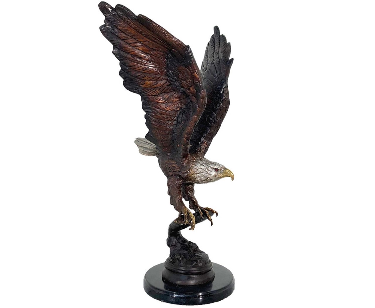 Bronze Flying Eagle on Marble Base Tabletop Sculpture