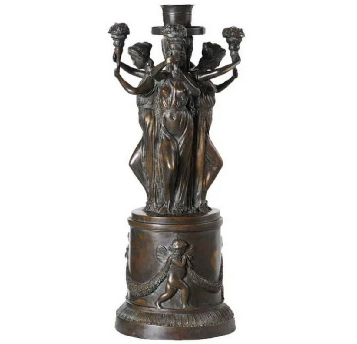 Illuminate Your Space with the Bronze Four Ladies Candelabra Pair Sculpture