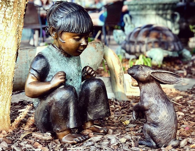 The Artistry Behind the Bronze Girl and Bunny Rabbit Tabletop Sculpture