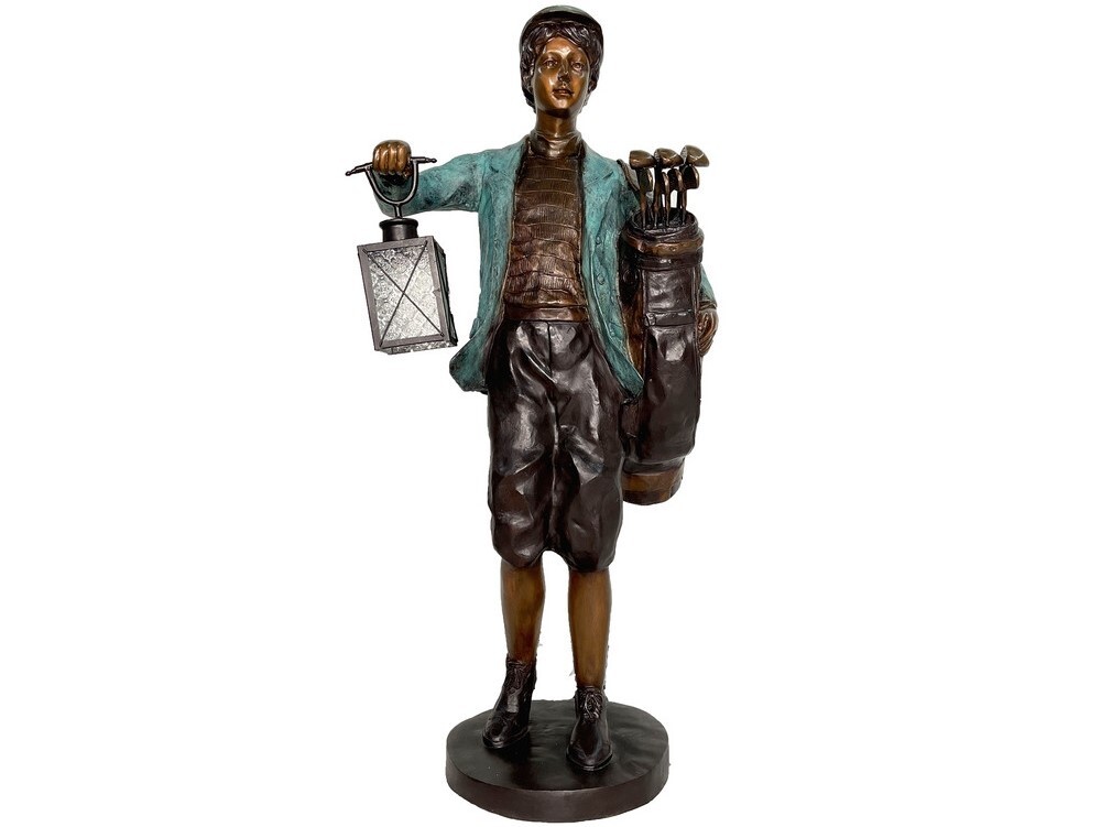 Add a touch of charm and elegance to your home with this Bronze Young Male Caddie Sculpture. 