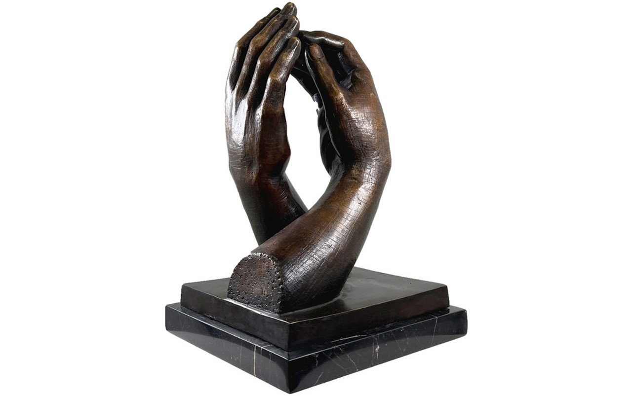 Bronze Grasping Hands Tabletop Sculpture