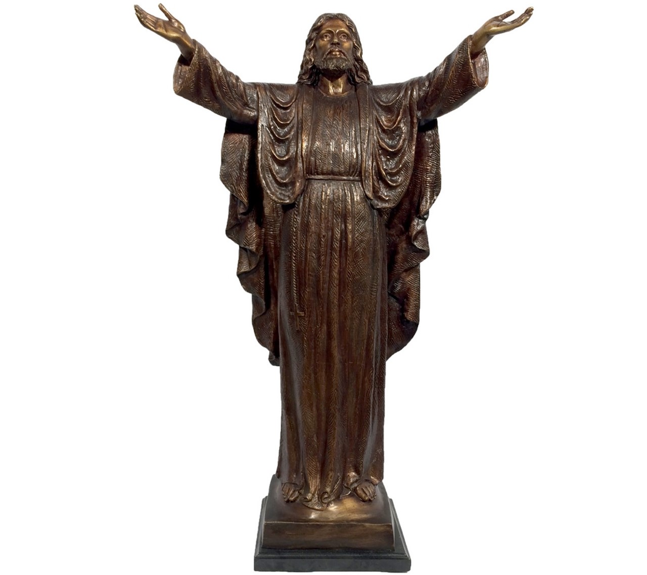 Embrace Devotion with the Bronze Jesus with Open Arms Tabletop Sculpture