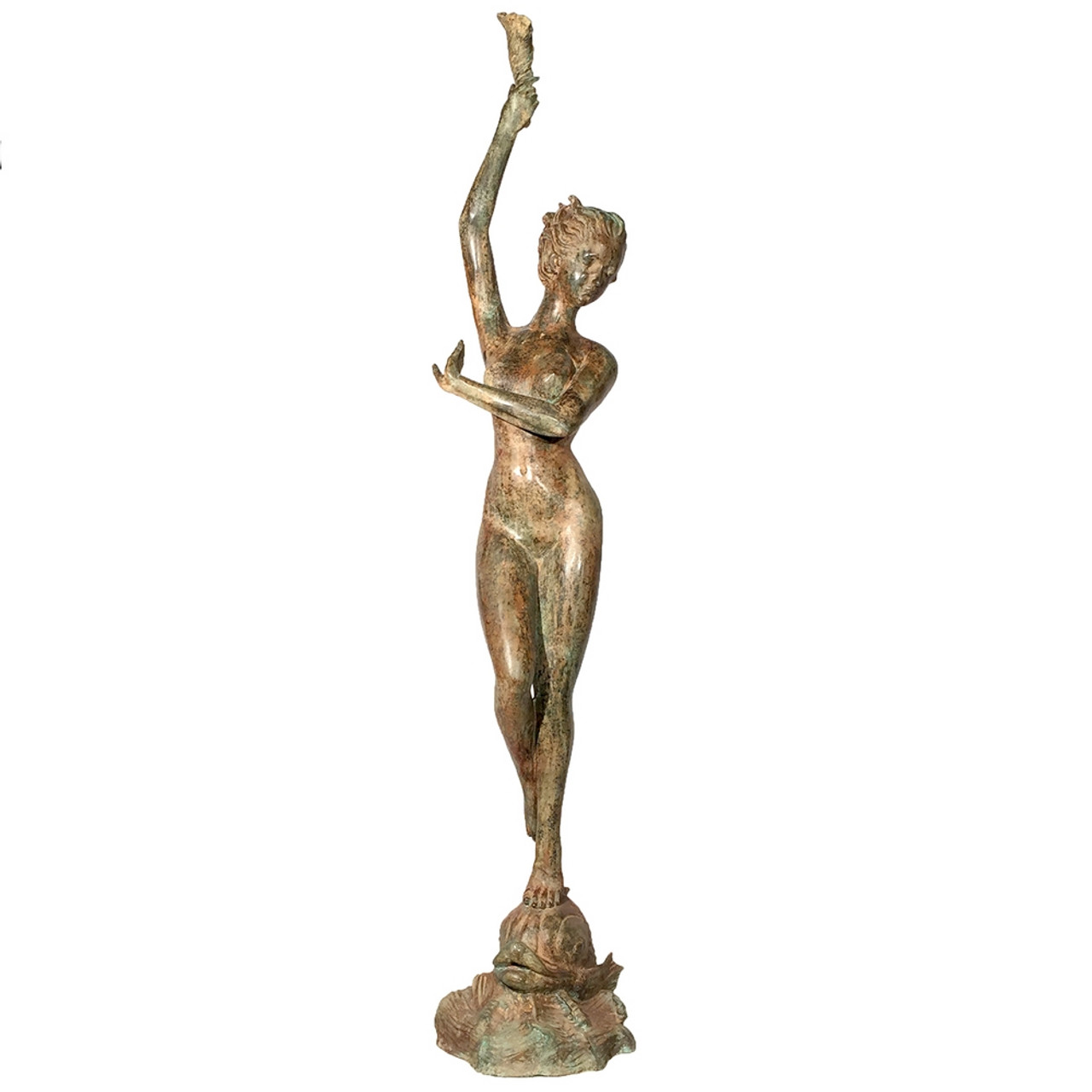 Bronze with the Standing Lady Holding Jar Fountain Sculpture