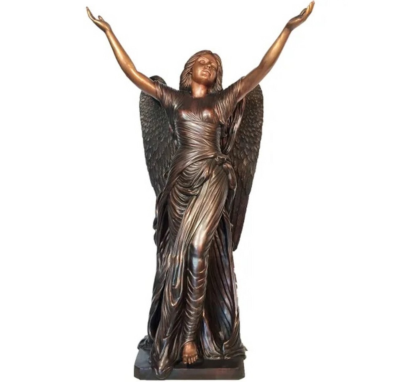 Everyone will admire the grace and beauty of this large bronze angel sculpture.
