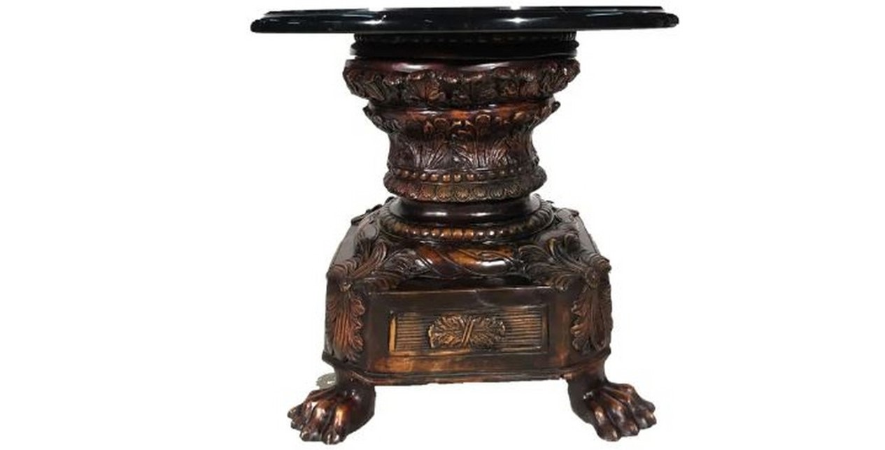 Bronze Lion Claw Style End Table with Marble Top