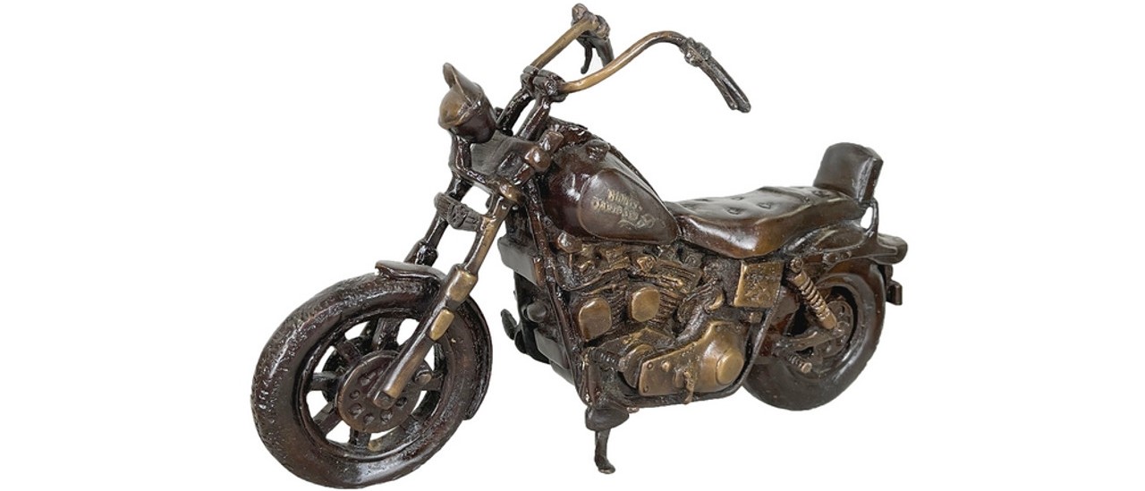 Experience Elegance in Motion with the Bronze Motorcycle Tabletop Sculpture