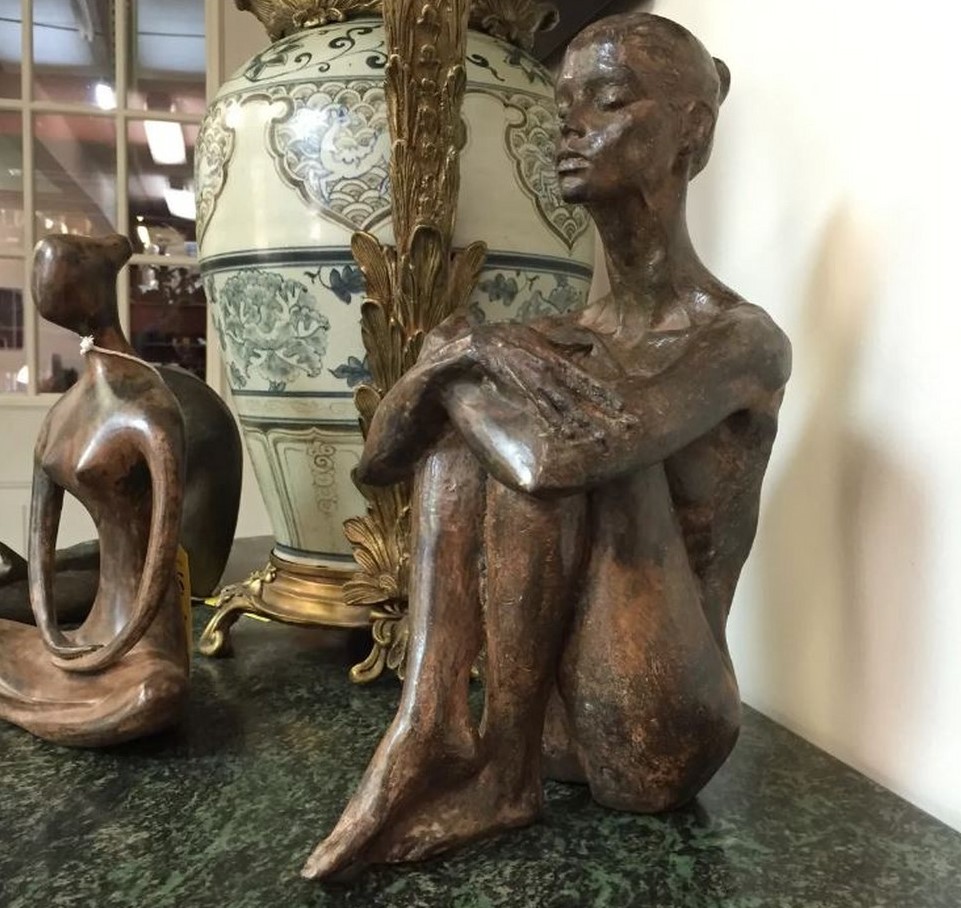 Embrace Tranquility with the Bronze Nude Serenity Lady Tabletop Sculpture