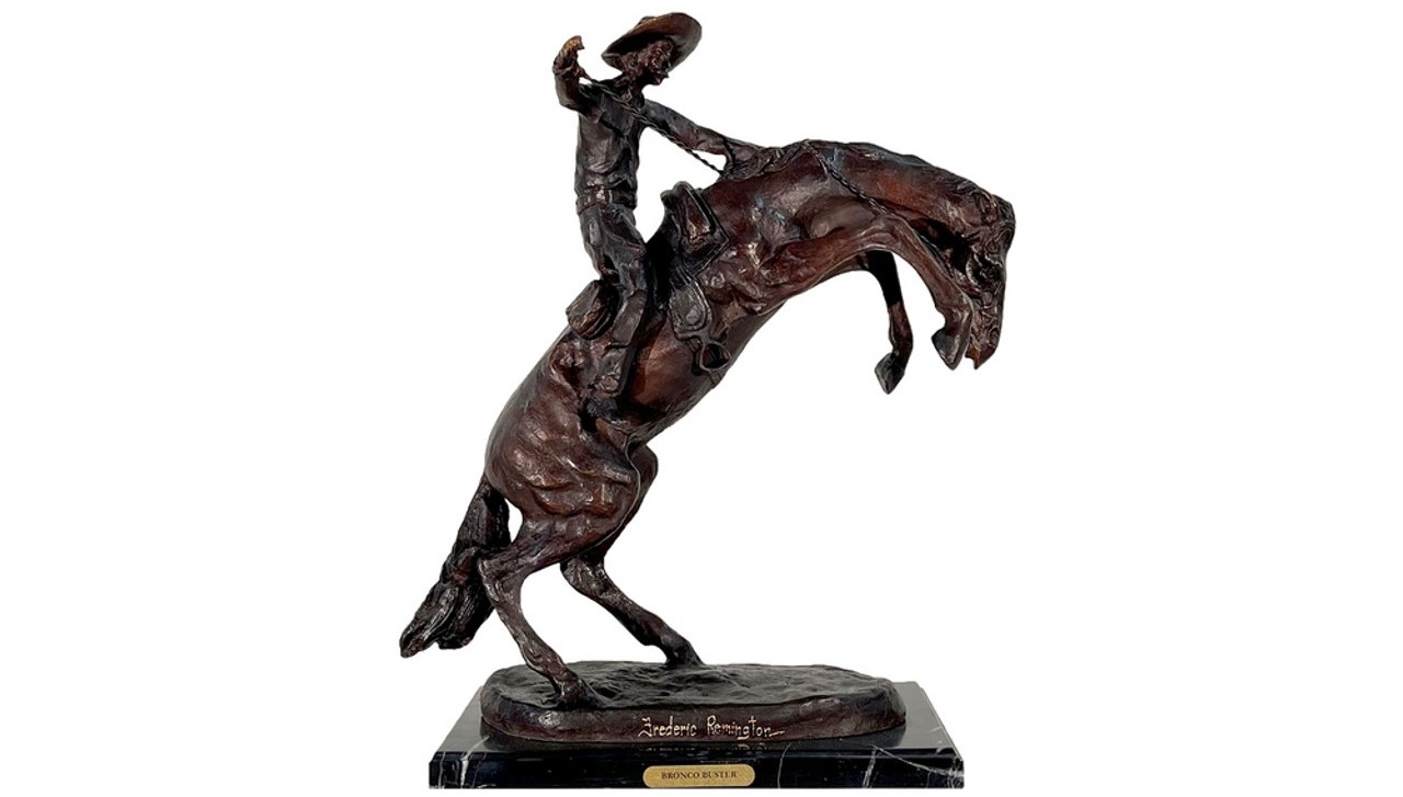 Remington Bronco Buster Bronze Tabletop Sculpture