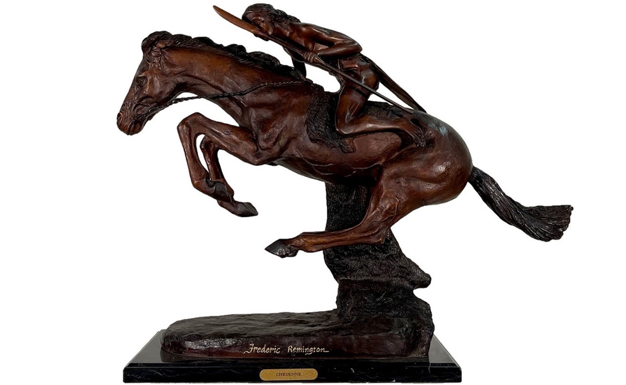 Celebrate the Spirit of the West with the Bronze Remington Cheyenne Brave Tabletop Sculpture