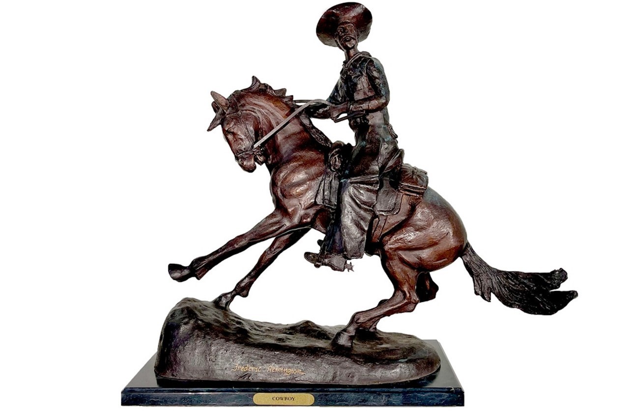 Celebrate Western Art with the Bronze Remington Cowboy Tabletop Sculpture