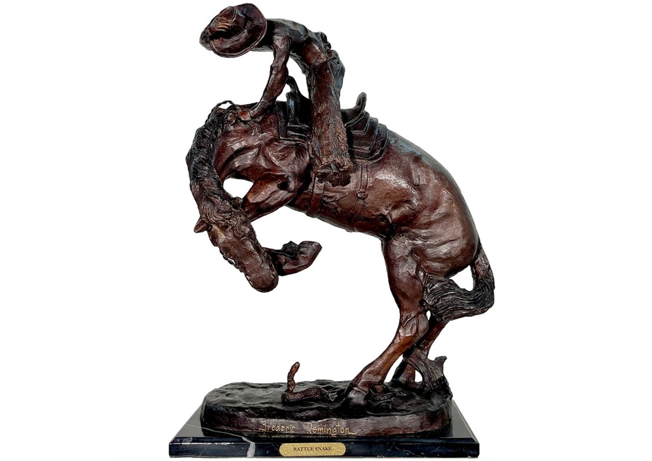 Bronze Remington The Rattlesnake Tabletop Sculpture