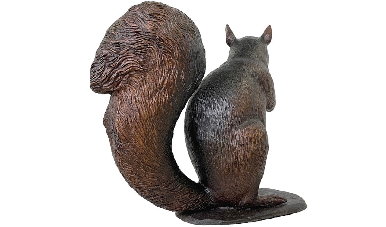 Add a Touch of Whimsy with the Bronze Squirrel Holding Nut Tabletop Sculpture