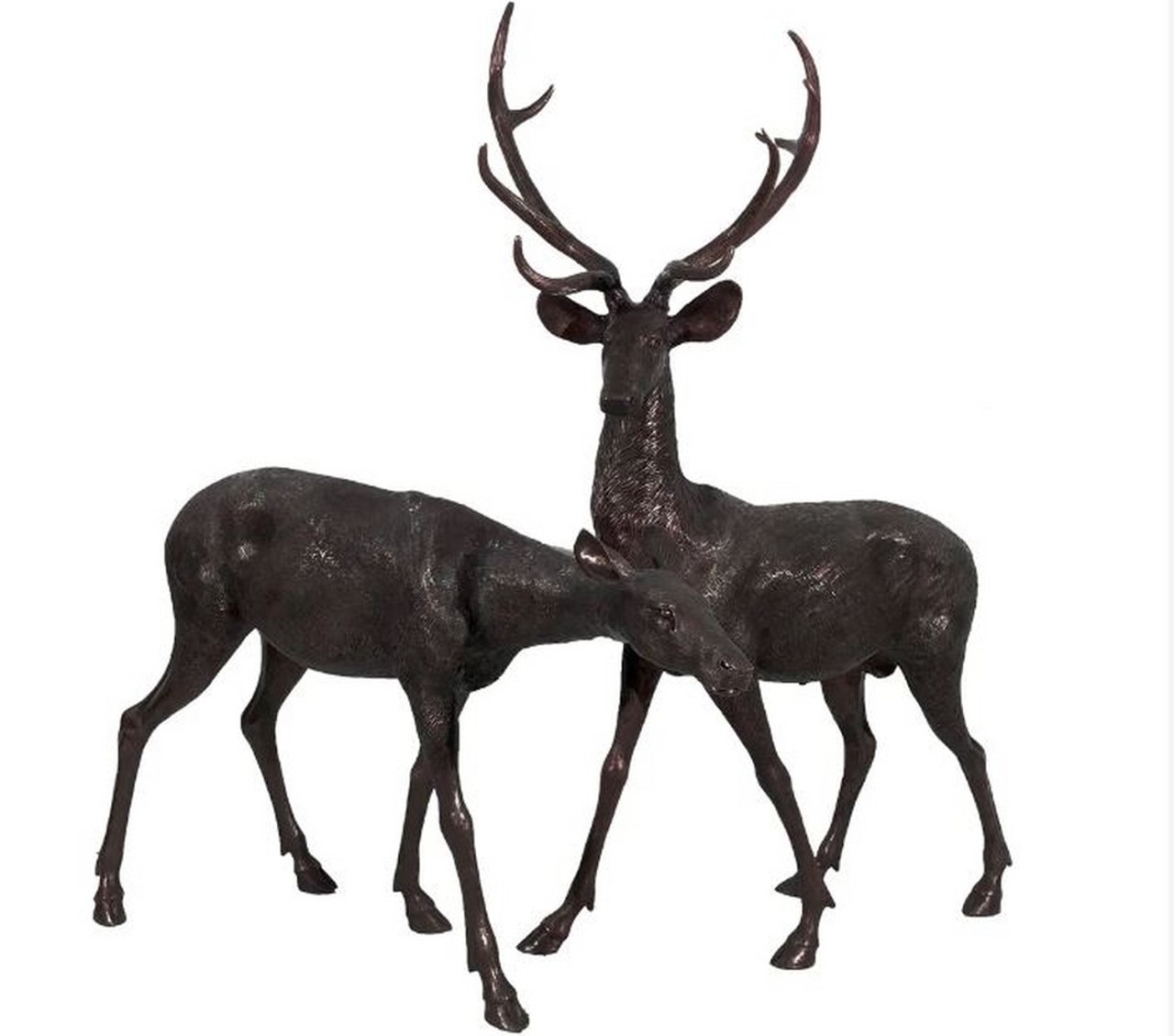 Buck and Doe Bronze Stephan and Siobahn Sculpture Set