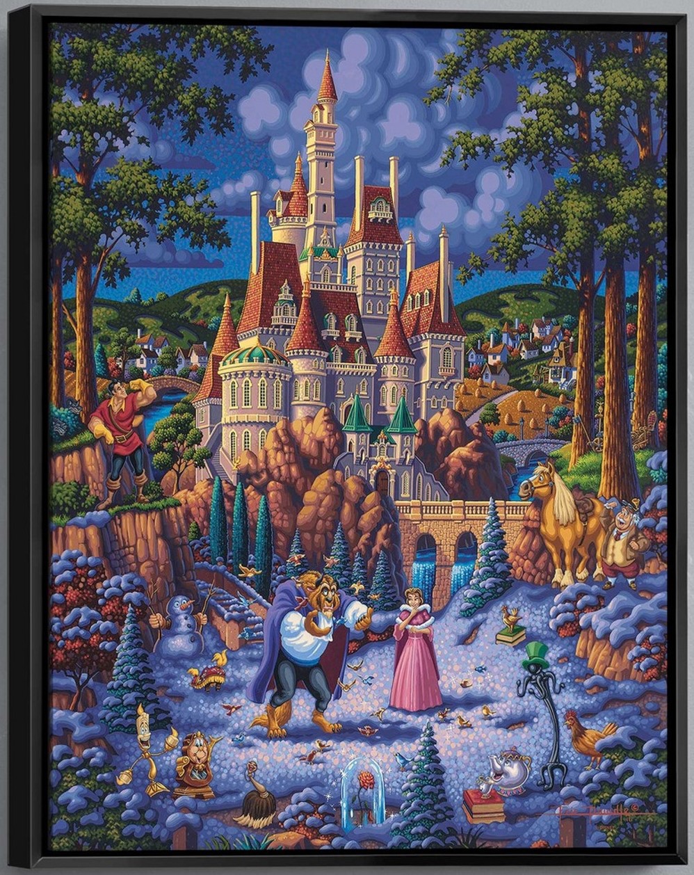 Disney Beauty and the Beast Finding Love Framed Large Gallery Wrapped Canvas By Eric Dowdle 