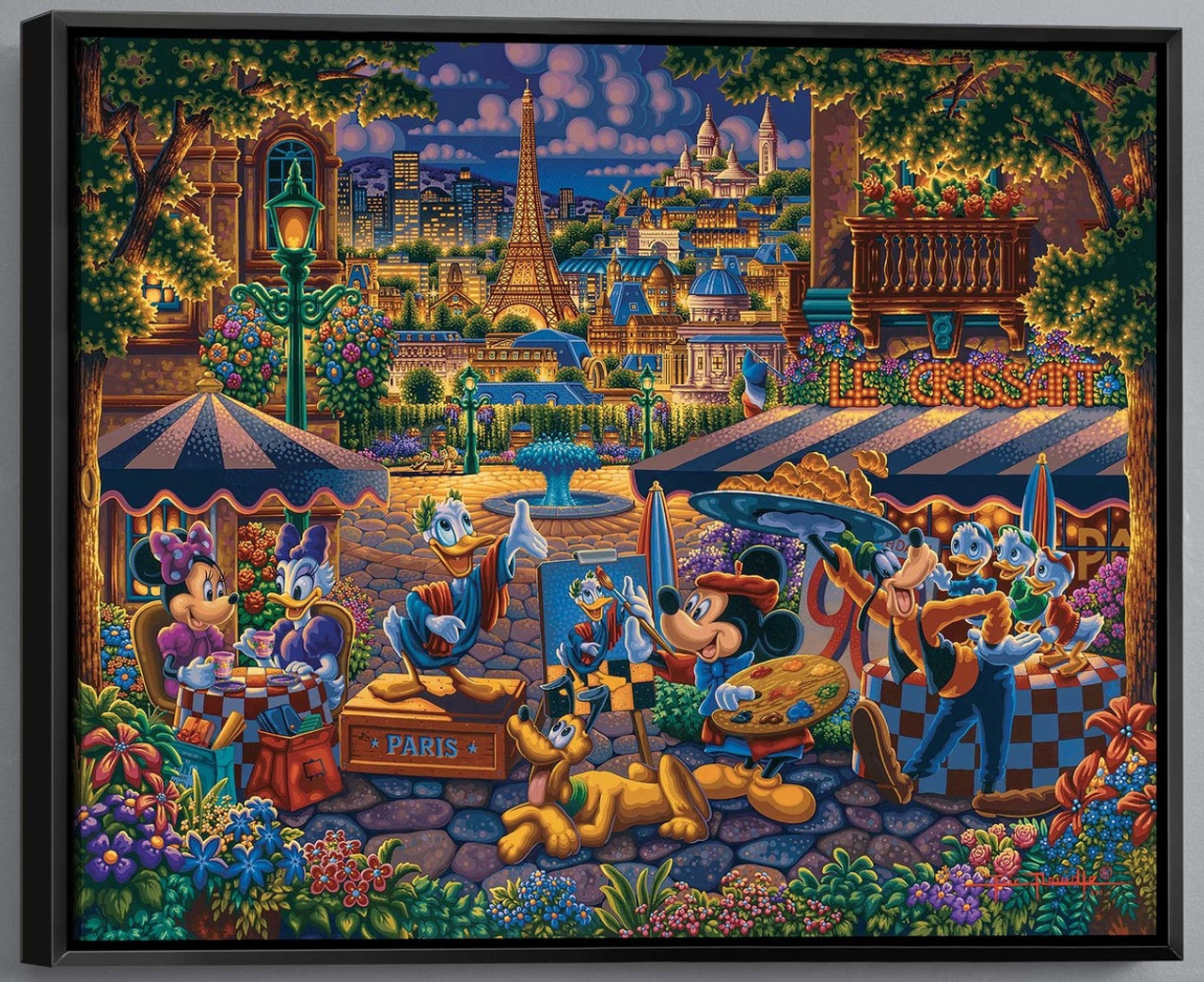 Disney Mickey and Friends Painting in Paris Large Framed Gallery Wrapped Canvas By Eric Dowdle 