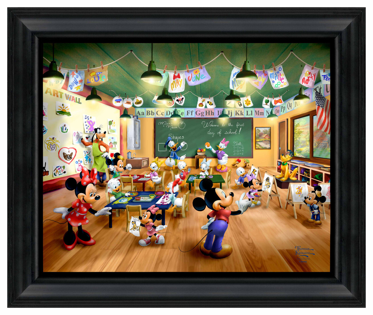This officially licensed Disney collectible captures the excitement of the first day of school, where Mickey, Minnie, Goofy, Donald, Daisy, and friends fill the classroom with laughter, creativity, and discovery.