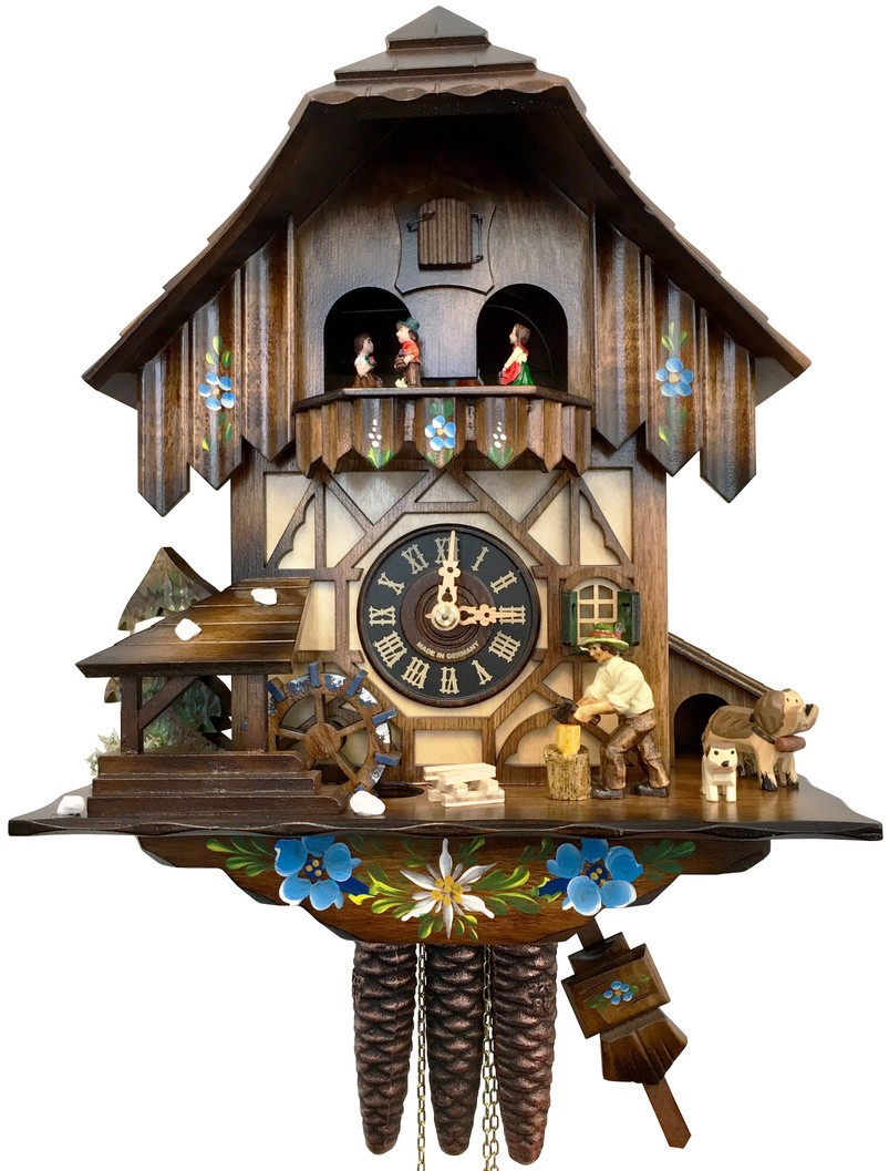 Timeless Craftsmanship The Engstler Black Forest Chalet Cuckoo Clock Wood Chopper Dancers Dance Water Wheel