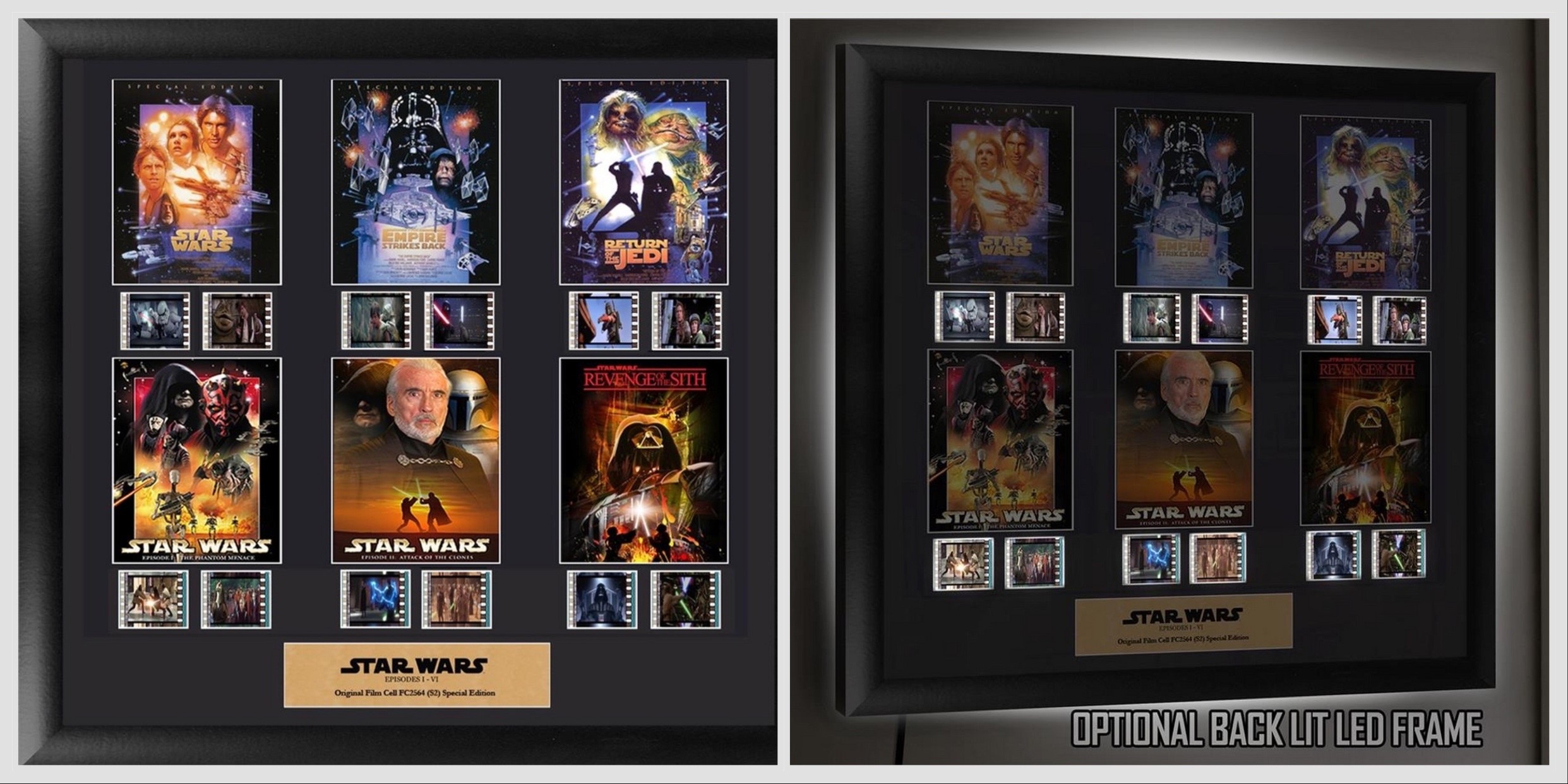 Film Cell Montage With Optional Back Lit LED Frame and Without LED Back Lit Frame