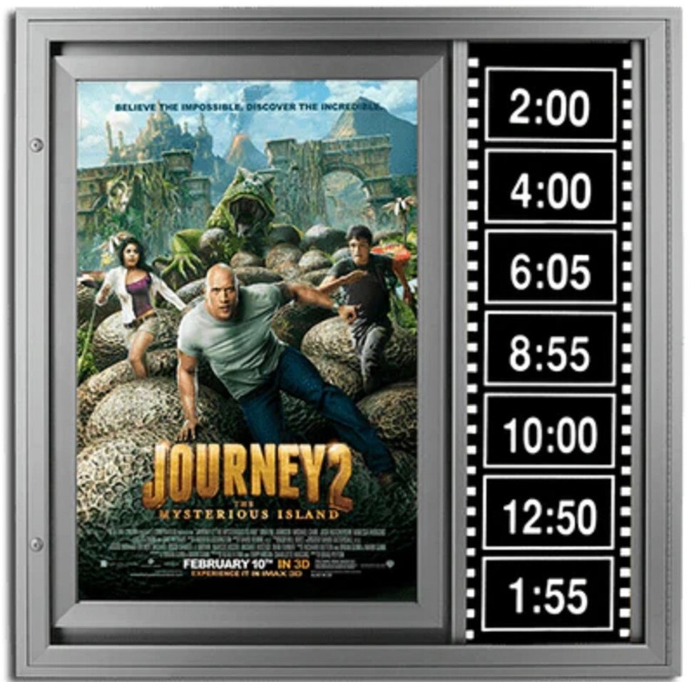 Filmstrip Lumina Movie Poster Case The Filmstrip Lumina Movie Poster Case combines professional presentation with nostalgic charm. Featuring a decorative filmstrip accent and a built-in showtime panel, it’s the perfect way to spotlight your favorite films in style.