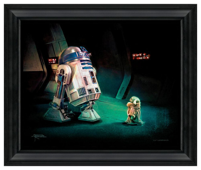 Designing with Legacy: Showcasing First Meeting by Brian Rood in Home & Commercial Interiors The artwork captures the tender encounter between R2-D2 and Grogu, symbolizing legacy, wisdom, and hope across generations.