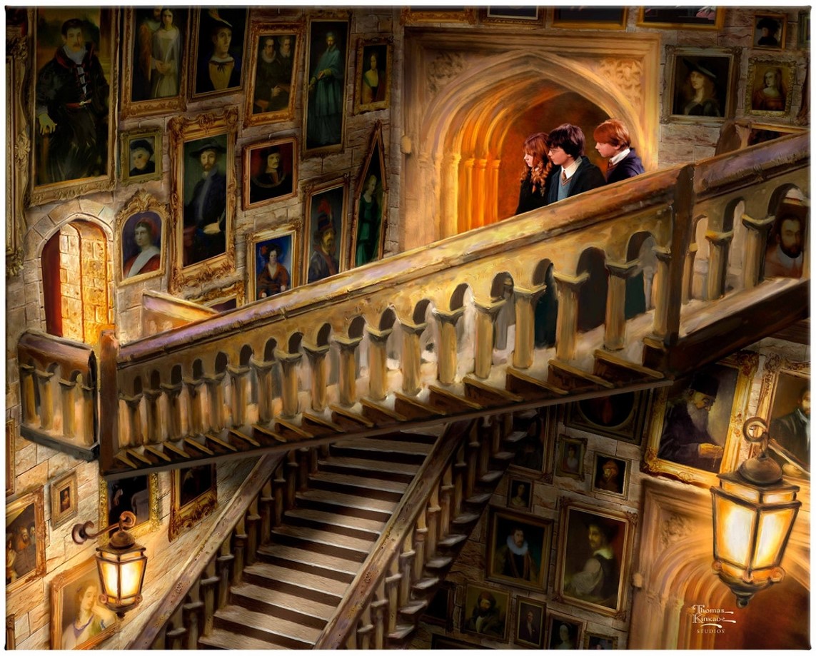 Immerse  yourself in the Magical World of Hogwarts with the Harry Potter Grand Staircase Gallery Wrapped Canvas