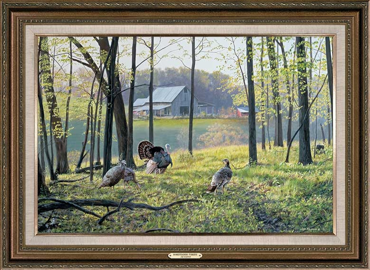 Homesteaders Wild Turkey Framed Gallery Canvas Art Print by Jim Kasper