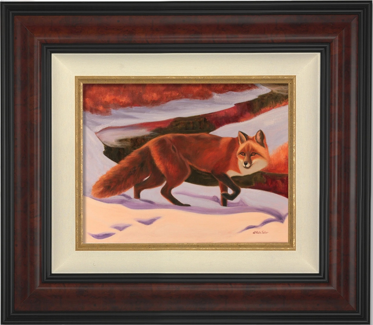 Hunt for Red Fox Breakfast Framed Original Canvas by Ruth Soller