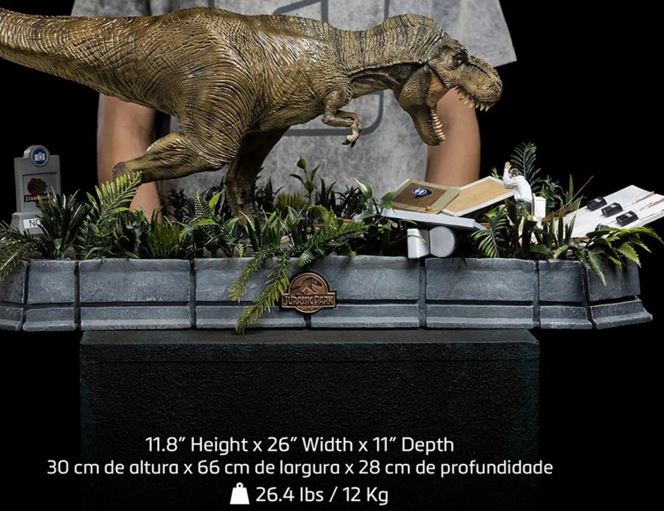 The Iconic Jurassic Park T Rex and Donald Gennaro Statue Demi Scale Replica is a Scene That Defined the Franchise