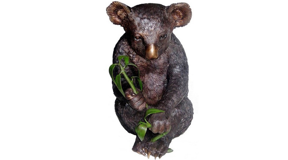 This bronze sculpture features an adorable koala clutching an eucalyptus branch. 
