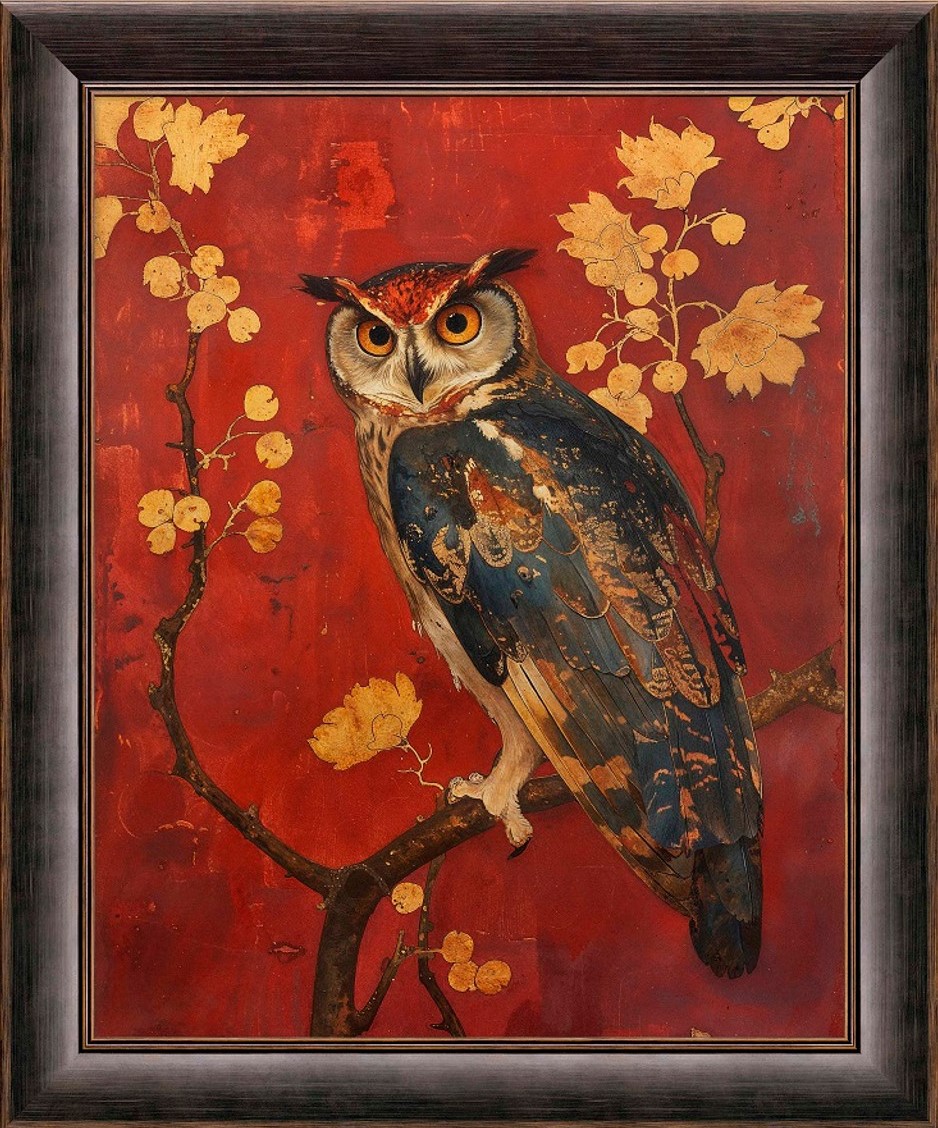 Majestic Watcher Owl in Golden Foliage Limited Edition Canvas