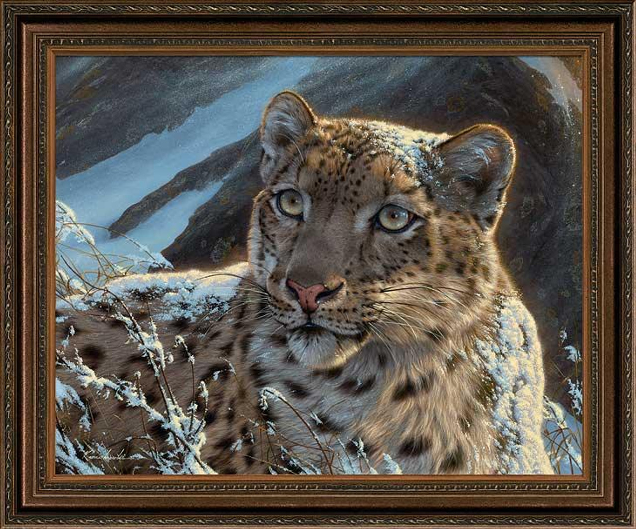 Snow on Snow - Snow Leopard Singed & Numbered Limited Edition Canvas by Lee Kromschroeder