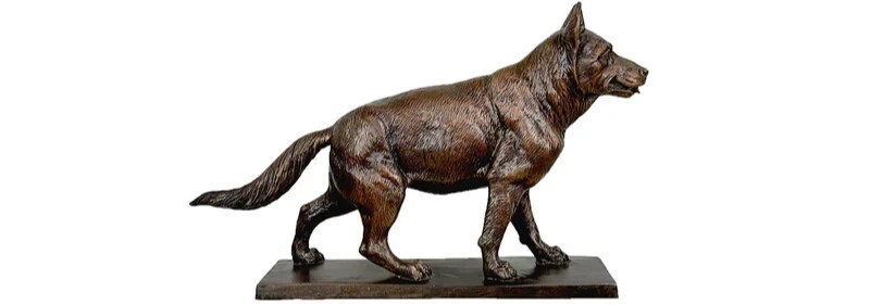 Celebrate the loyalty and strength of the German Shepherd with this exquisite Bronze German Shepherd Tabletop Sculpture.