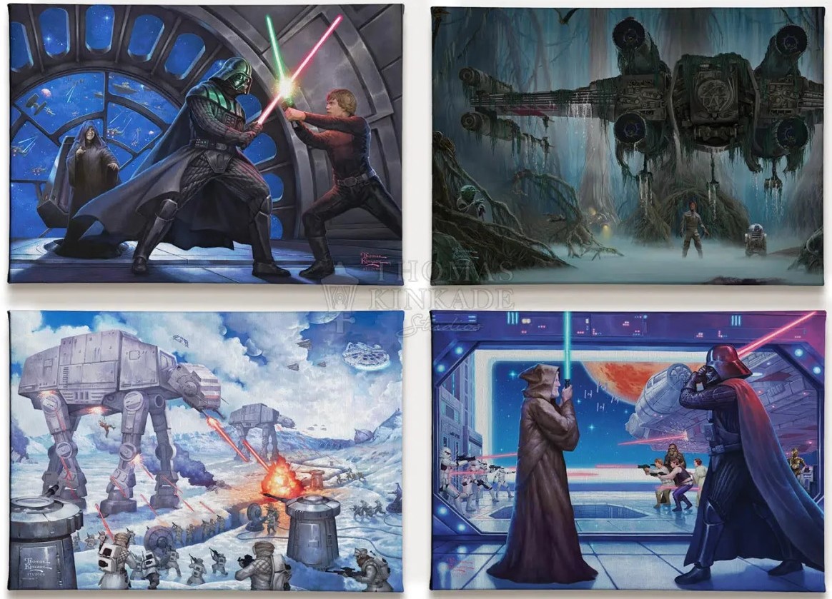 Star Wars Trilogy (Set of 4) 10" x 14" Gallery Wrapped Canvas by Thomas Kinkade