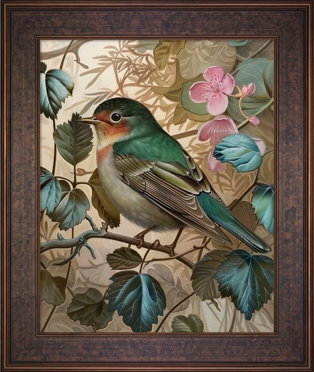 The Sonora Emerald Collection's Sweet Melody Songbird Among the Blossoms Limited Edition Canvas 