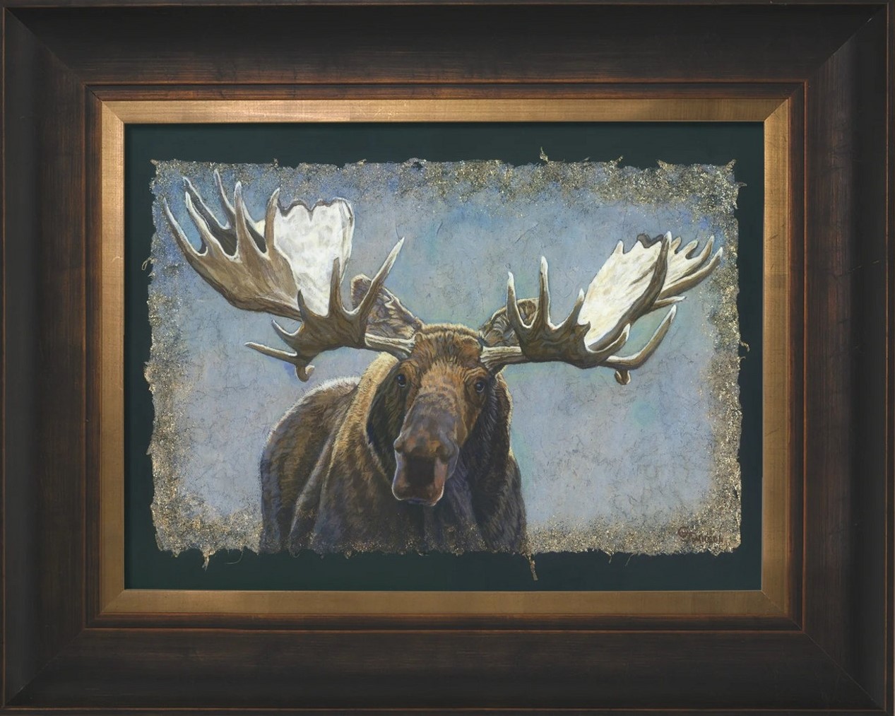 The Big Bull Framed Original Painting on Paper by Gary Johnson