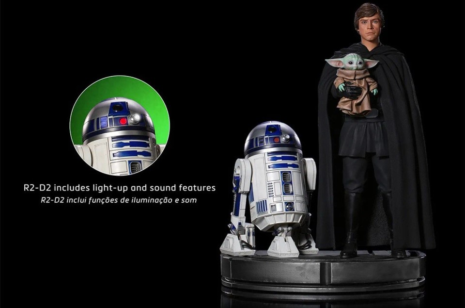 The Mandalorian Luke Skywalker R2-D2 and Grogu Statue Legacy 1/4 Scale Replica