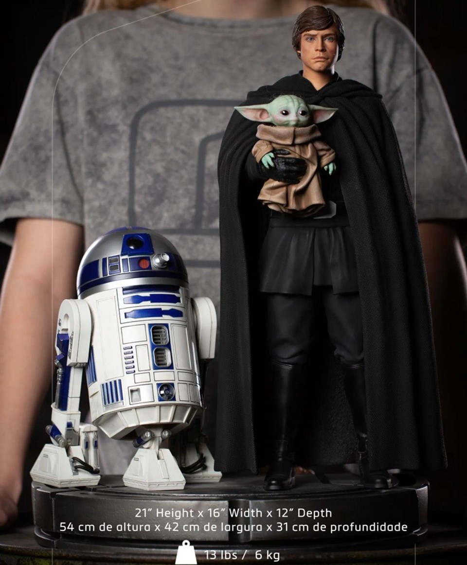 The Mandalorian Luke Skywalker R2-D2 and Grogu Statue Legacy 1/4 Scale Replica